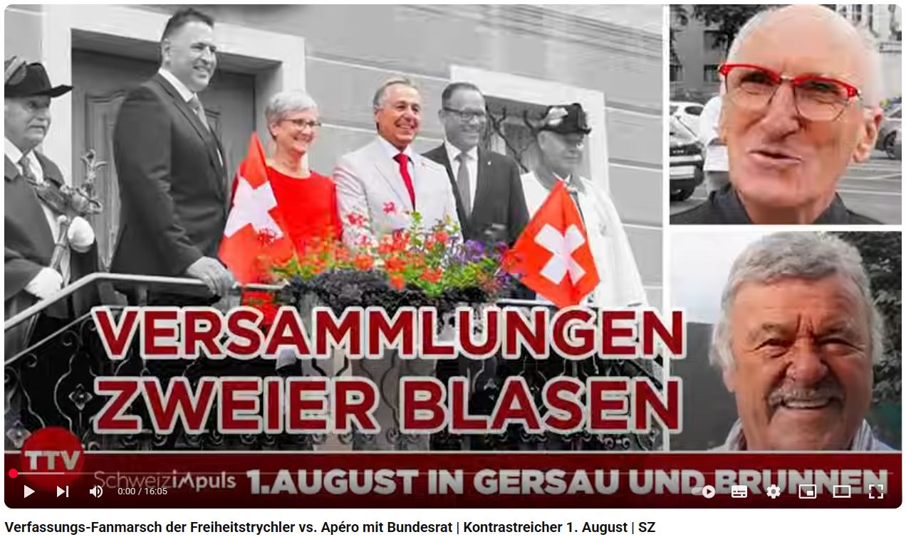 Verfassungs-Fanmarsch der Freiheitstrychler vs. Apéro mit Bundesrat | Kontrastreicher 1. August | SZ