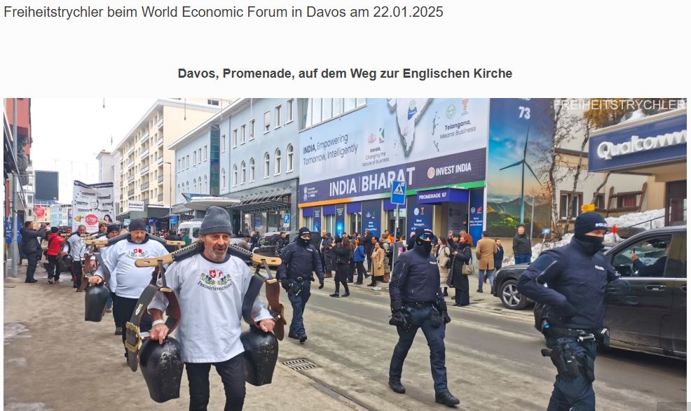 Freiheitstrychler beim World Economic Forum in Davos am 22.01.2025